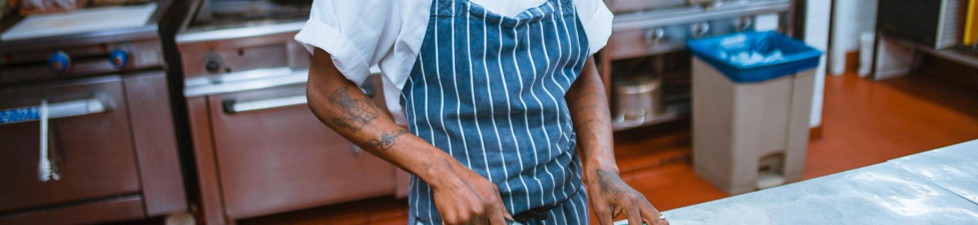 cook in kitchen image